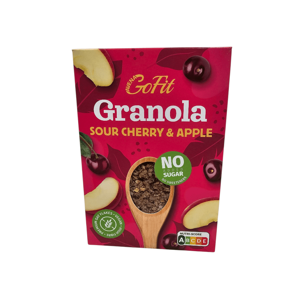 GoFit višňovo-jablková granola bez cukru 250 g – Obrázok 2